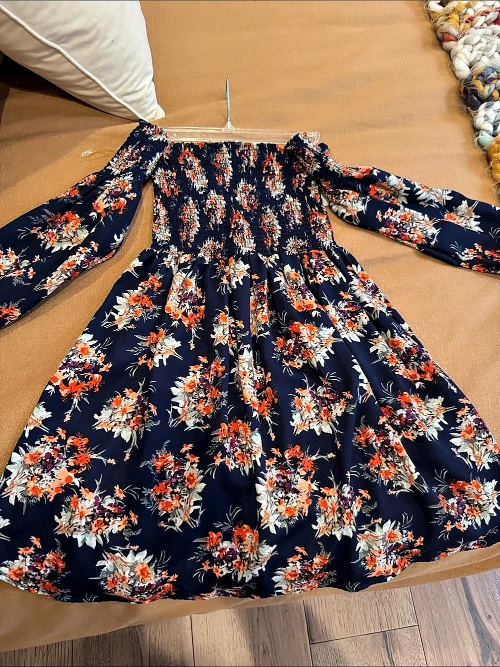 Altar’d State strapless/smocked navy dress NWT